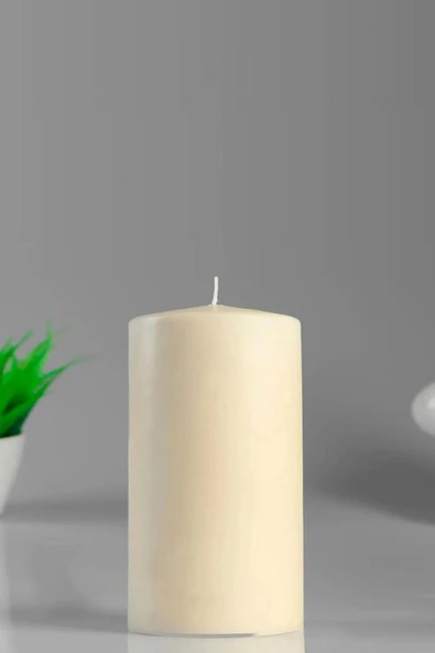 Silindir Kütük Mum Krem Lavanta Kokulu Genişlik 8 Cm - Yükseklik  10 Cm ürün görseli 1