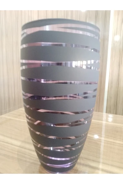 Mat Siyah Transparan Mor Su Yolu Desenli Cam  Lüks Modern  Vazo ürün görseli 1