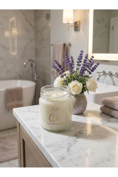 Vanilya Kokulu Mum-%100 Doğal Soya Wax Mum-Aromaterapi Mum-Şeffaf Kapaklı Şişe 100CC ürün görseli 1