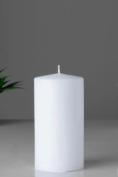 Silindir Kütük Mum Beyaz Lavanta Kokulu Genişlik 8 Cm -Yükseklik  13 Cm ürün görseli 1