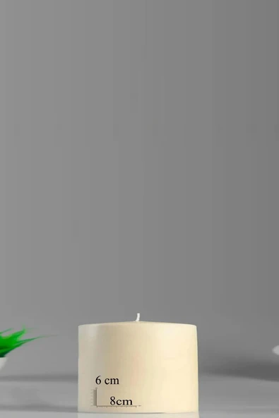 Silindir Kütük Mum Krem Lavanta Kokulu Genişlik 8 Cm - Yükseklik  6 Cm ürün görseli 1