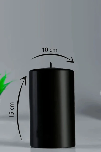 Silindir Mum Kütük Mum Siyah Lavanta Kokulu 10 cm Genişlik 15 Cm Yükseklik ürün görseli 1