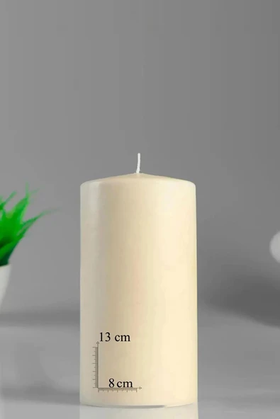 Silindir Kütük Mum Krem Lavanta Kokulu Genişlik 8 Cm - Yükseklik  13 Cm ürün görseli 1