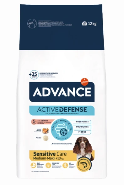 Advance sensitive medium maxi adult köpek 12kg somonlu pirinçli orta ve büyük ırk köpek maması ürün görseli 1