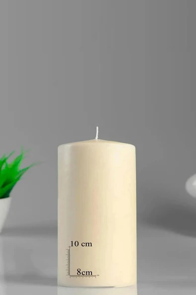 Silindir Kütük Mum Bej Lavanta Kokulu Genişlik 8 Cm - Yükseklik  10 Cm ürün görseli 1