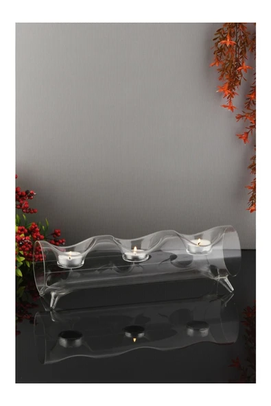 Paşacam 3 Lü Cam Mumluk - Resim 7