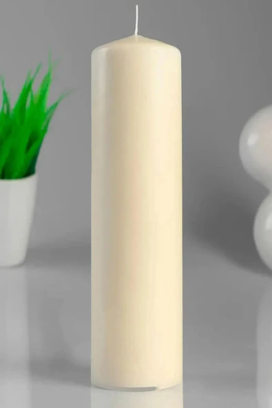 Silindir Bej Mum Lavanta Kokulu Genişlik 5 Cm - Yükseklik 30 Cm ürün görseli 1