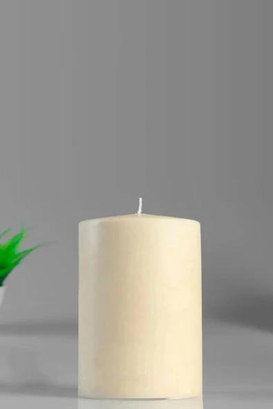Silindir Mum Kütük Mum Krem Lavanta Kokulu 10 cm Genişlik -10 Cm Yükseklik Orta BOY ürün görseli 1