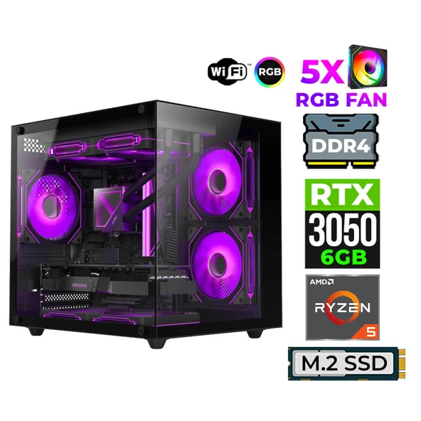 Xaser Astra X30 Ryzen 5 5600X 16GB Ram 512GB M.2 NVMe SSD RTX3050 Oyuncu Tavsiye Sistem ürün görseli 1