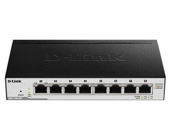 D-Link DGS-1100-08P PoE Smart Gigabit Switch 8 Port ürün görseli 1