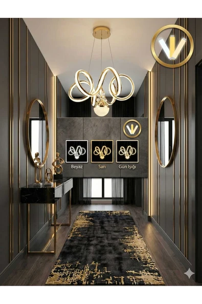 Bohem Aydınlatma Çift Taraflı Çizgili Deniz Yıldızı Modeli Avize 3 Renk LED Gold ürün görseli 1