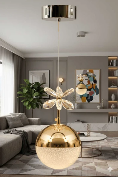 Bohem Aydınlatma Tek Top Modern LED Avize - Resim 2