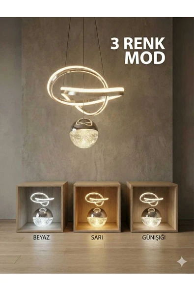 Bohem Aydınlatma Kelebek Çizgili Çift Şeritli Model 3 renk LED Modern Avize Beyaz Sarı Günışığı ürün görseli 1