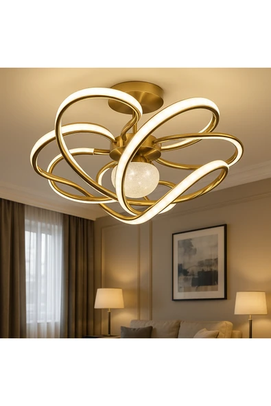 Bohem Aydınlatma Bohem Avize Gold 3 renk LED Sarmaşık Tek Top Avize Beyaz/Sarı/Gün ışığı ürün görseli 1