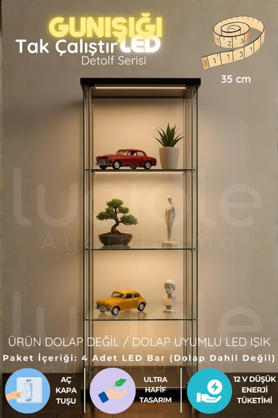 luciole LED Bar Aydınlatma Seti 4’lü 35cm Günışığı Işık Şeffaf Kablo Tak Çalıştır Anahtarlı ürün görseli 1