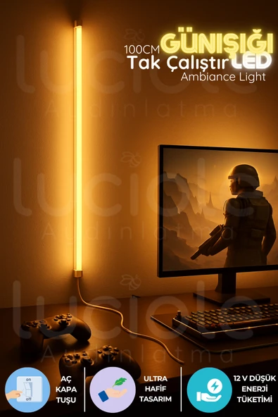 luciole Mood Light Serisi | 100 cm 3200K Günışığı LED Bar – Aç Kapa Anahtarlı Tak Çalıştır Lamba ürün görseli 1