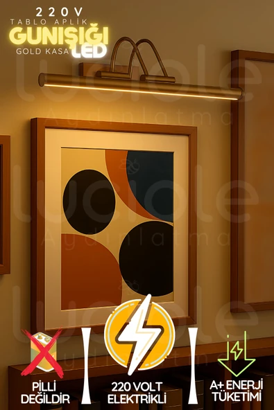 luciole Parlak Gold Kasa Günışığı LED Flüt Tablo Aplik 35 cm | 220V Duvar Işığı | VoltLine Serisi ürün görseli 1