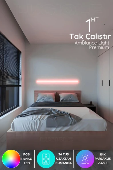 luciole Led Bar Dekoratif Rgb Çok Renkli Animasyonlu Uzaktan Kumandalı Barred ürün görseli 1