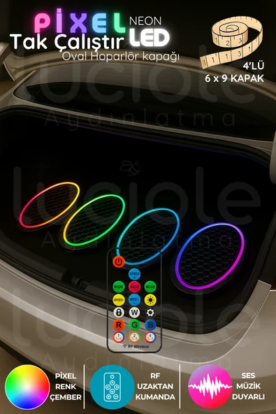 luciole 4’lü 6x9" Oval Pixel LED Hoparlör Kapağı | Adreslenebilir Renk Efektli Işık Seti | Akışkan Animasyon ürün görseli 1