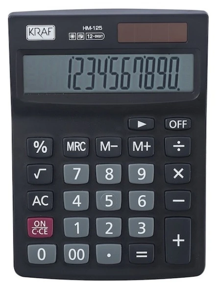KRAF HESAP MAKİNESİ MASAÜSTÜ 12 HANE HM-125 ürün görseli 1