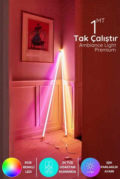 luciole Rgb Led Strip Tube Light  Led aplik Uzaktan Kumandalı Işık Lamba Ampül aydınlatma Renkli APLTUBE6 ürün görseli 1