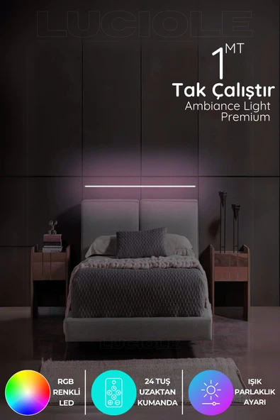 luciole Rgb Led Abajur Aplik Gece Lambası Lambader Renkli Uzaktan Kumandalı Işık - Ledtube15 ürün görseli 1
