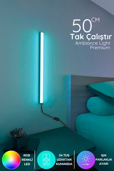 luciole Uzaktan Kumandalı Led masa gece lamba - Yatak Üstü, Tv Yanı ,oturma Odası - Rgb  50 cm miniled5 ürün görseli 1