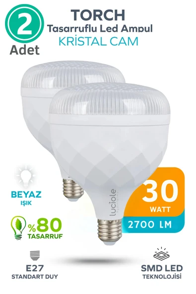 luciole Kristal Torch 30w Yüksek Güçlü SMD LED Ampul - Beyaz Işık - E27 Duy - Enerji Tasarruflu ürün görseli 1