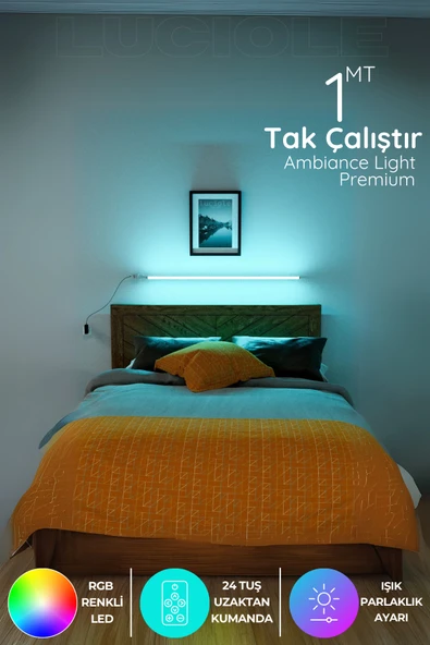 luciole Yatak Tv Üstü Led Lambader Işık Uzaktan Kumandalı Renk Animasyon Yapışkanlı Bedlightbe ürün görseli 1