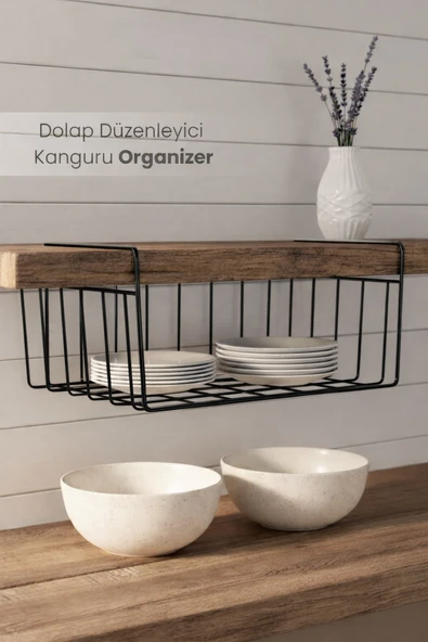 Dolap Düzenleyici Kanguru Organizer - Asılabilir Havlupan Düzenleyici Banyo Mutfak Düzenleyici Siyah ürün görseli 1