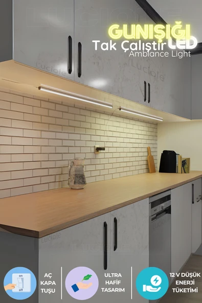 luciole Mutfak Tezgah Altı Led Mutfak Işık Bar Aç Kapa Günışığı Yapışkanlı 1 Metre - Led Işık Mtgun4 ürün görseli 1