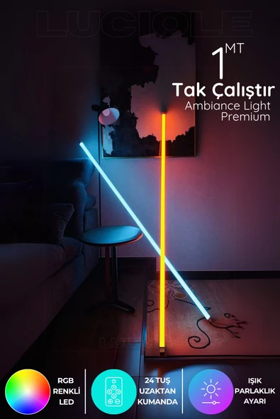 luciole Rgb Led Strip Tube Light  Led aplik Uzaktan Kumandalı Işık Lamba Ampül aydınlatma Renkli APLTUBE7 ürün görseli 1