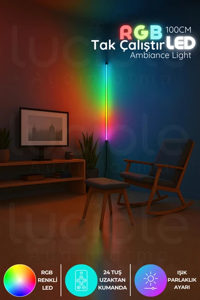 luciole Led Abajur Aplik Gece Lambası Rgb Lambader 16 Renkli Uzaktan Kumandalı Işık 4 Animasyonlu Luciled1 ürün görseli 1