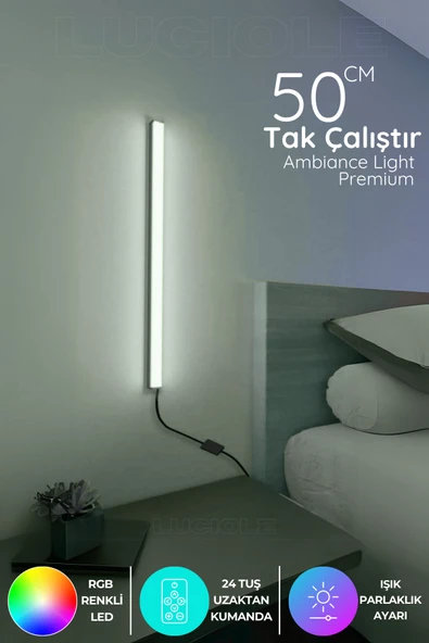 luciole Uzaktan Led masa gece lamba - Yatak Üstü, Tv Yanı ,oturma Odası - Rgb  50 cm miniled3 ürün görseli 1