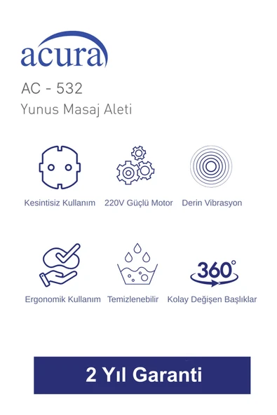 Acura AC-532 3 Başlıklı Profesyonel Yunus Masaj Aleti ürün görseli 1