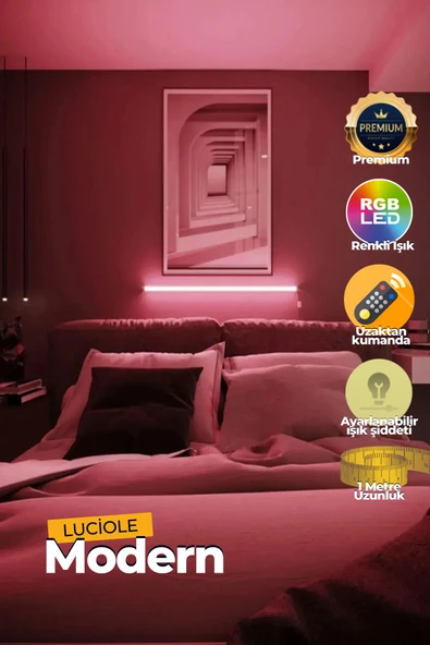 luciole Çok Renkli Led Lambader Yapışkanlı 1 Metre Her Alana Uygun Uzaktan Kumandalı Wpembe Modlu ürün görseli 1