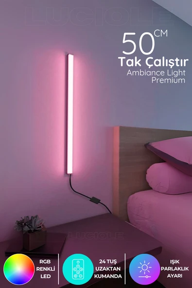 luciole Kumandalı Led masa gece lamba - Yatak Üstü, Tv Yanı ,oturma Odası - Rgb  50 cm miniled4 ürün görseli 1