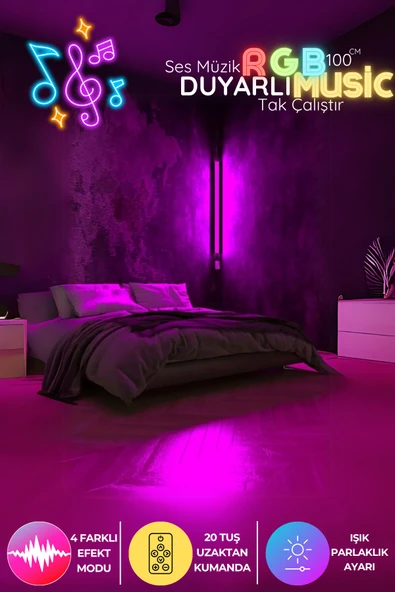 luciole Renkli Ses Kontrollü RGB LED Lamba – Kumandalı Aplik / Abajur Işık Efektli Dekor ürün görseli 1