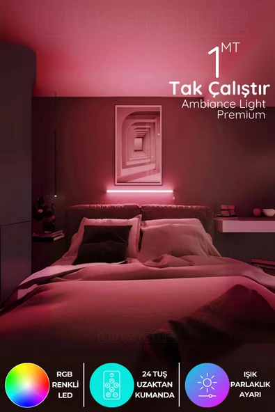 luciole Led Abajur Aplik Gece Lambası Rgb Lambader 16 Renkli Uzaktan Kumandalı Işık 4 Animasyonlu ürün görseli 1