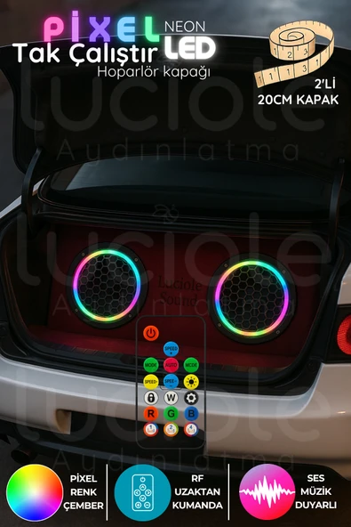 luciole Sese Duyarlı 2’li ARGB Neon Pixel LED Hoparlör Kapağı | 20cm Midrange Aydınlatma Seti | Showline ürün görseli 1