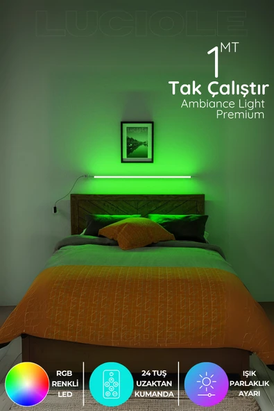 luciole Led Abajur Aplik Gece Lambası Rgb Lambader Renkli Uzaktan Kumandalı Işık Rgbluciled1 ürün görseli 1