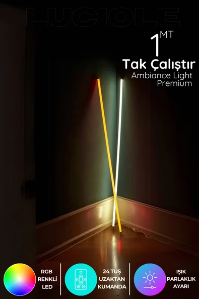 luciole Rgb Led Strip Tube Light  Led aplik Uzaktan Kumandalı Işık Lamba Ampül aydınlatma Renkli APLTUBE5 ürün görseli 1