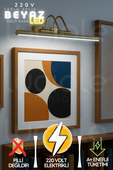luciole Parlak Gold Kasa Beyaz LED Flüt Tablo Aplik 35 cm | 220V Duvar Tipi Işık | VoltLine Serisi ürün görseli 1