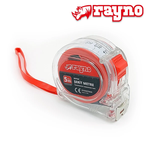 Rayno Şeffaf Şerit Metre 5m x 25mm - 11512 ürün görseli 1
