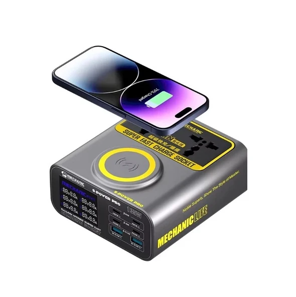 Mechanic S-Power Pro Hızlı Şarj 3.0A Gan 135w Kablosuz Şarjlı Çok Portlu Şarj Cihazı ürün görseli 1