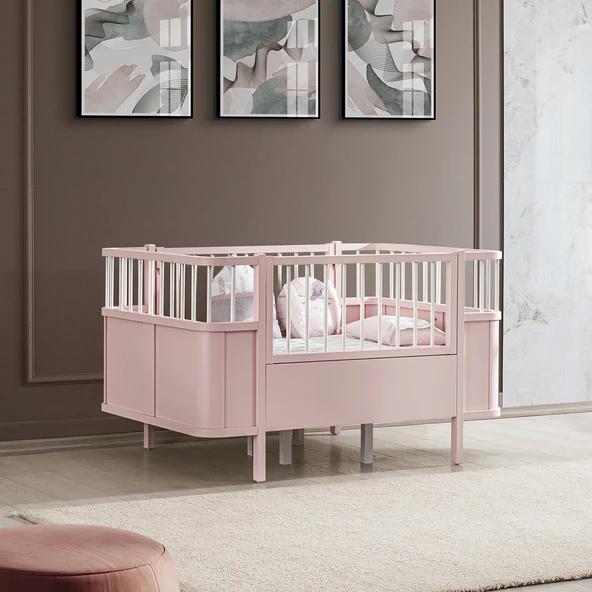 MDF Beşik, Siesta Büyüyen Beşik 90x130 - Siesta Karyola 90x190  Pembe ürün görseli 1