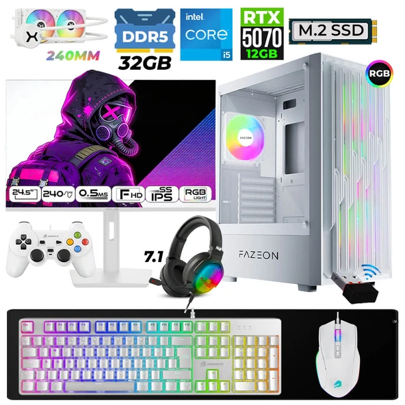 Xaser Astra X730 i5 14400F 32GB DDR5 Ram 1TB M.2 NVMe SSD 12GB RTX5070 Sıvı Soğutmalı 24,5" 240Hz Oyuncu Tavsiye Sistem ürün görseli 1