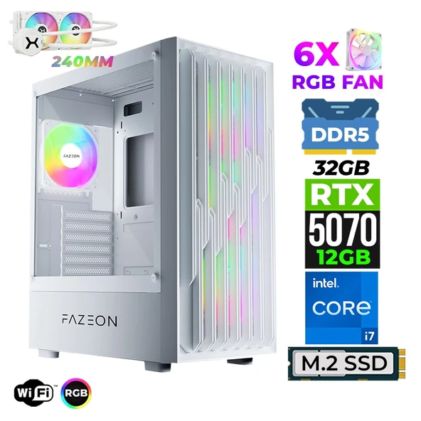 Xaser Astra X770 i7 14700F 32GB DDR5 Ram 1TB M.2 NVMe SSD 12GB RTX5070 Sıvı Soğutmalı Oyuncu Tavsiye Sistem ürün görseli 1