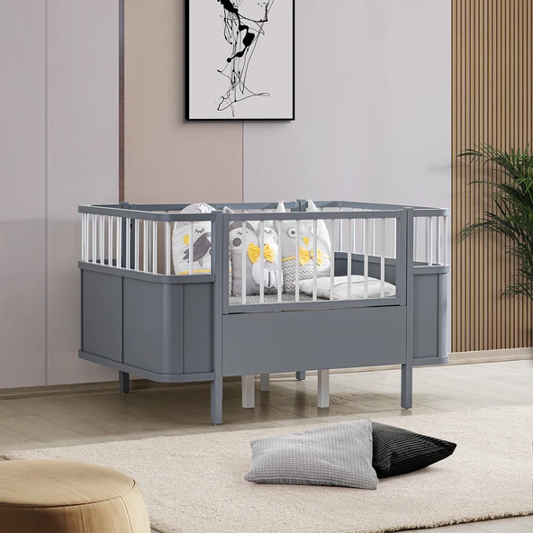 MDF Beşik, Siesta Büyüyen Beşik 90x130 - Siesta Karyola 90x190  Antrasit ürün görseli 1