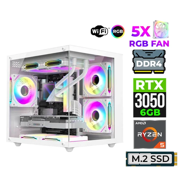 Xaser Astra X60 Ryzen 5 5600X 32GB Ram 1TB M.2 NVMe SSD RTX3050 Oyuncu Tavsiye Sistem ürün görseli 1